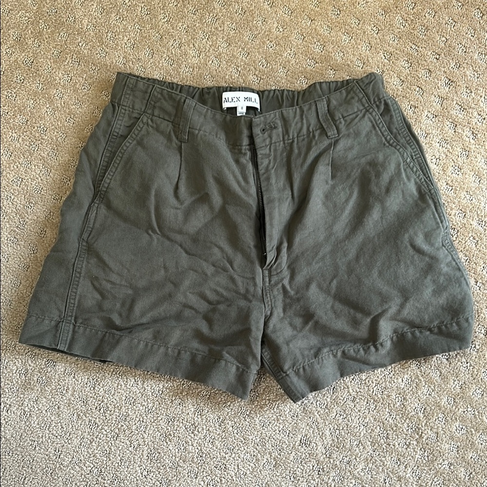 Alex Mill Women's High Waist Shorts in Olive Green